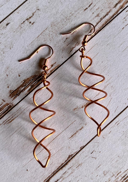 Earrings: Copper Double Helix