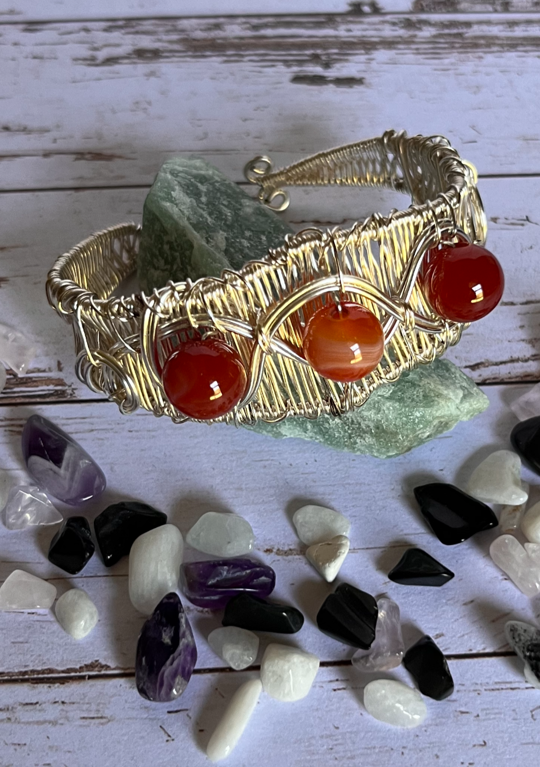 Bracelet: Super Chonk Red Agate and Silver Cuff