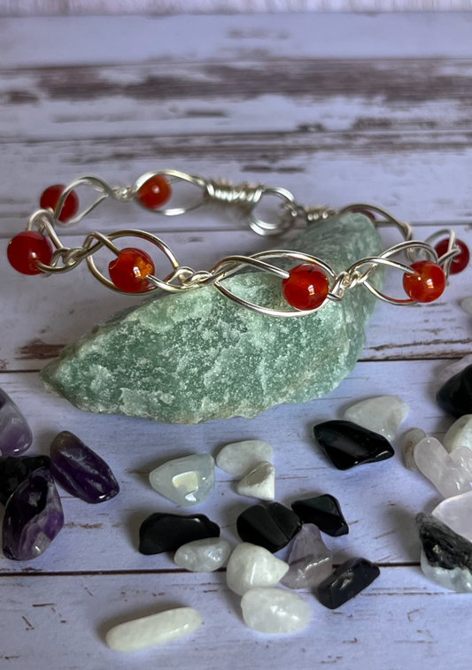 Bracelet: Funky Red Agate and Silver