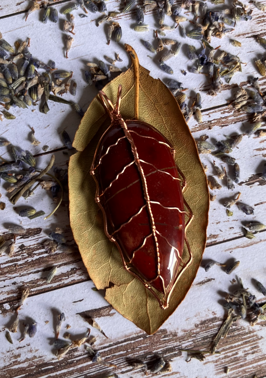 Pendant: Red Jasper Leaf