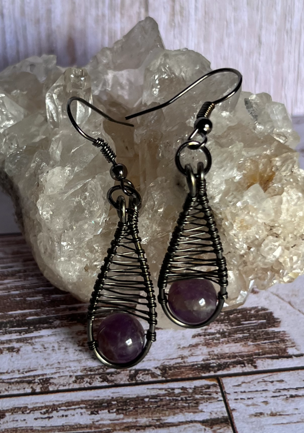 Earrings: Amethyst & Black