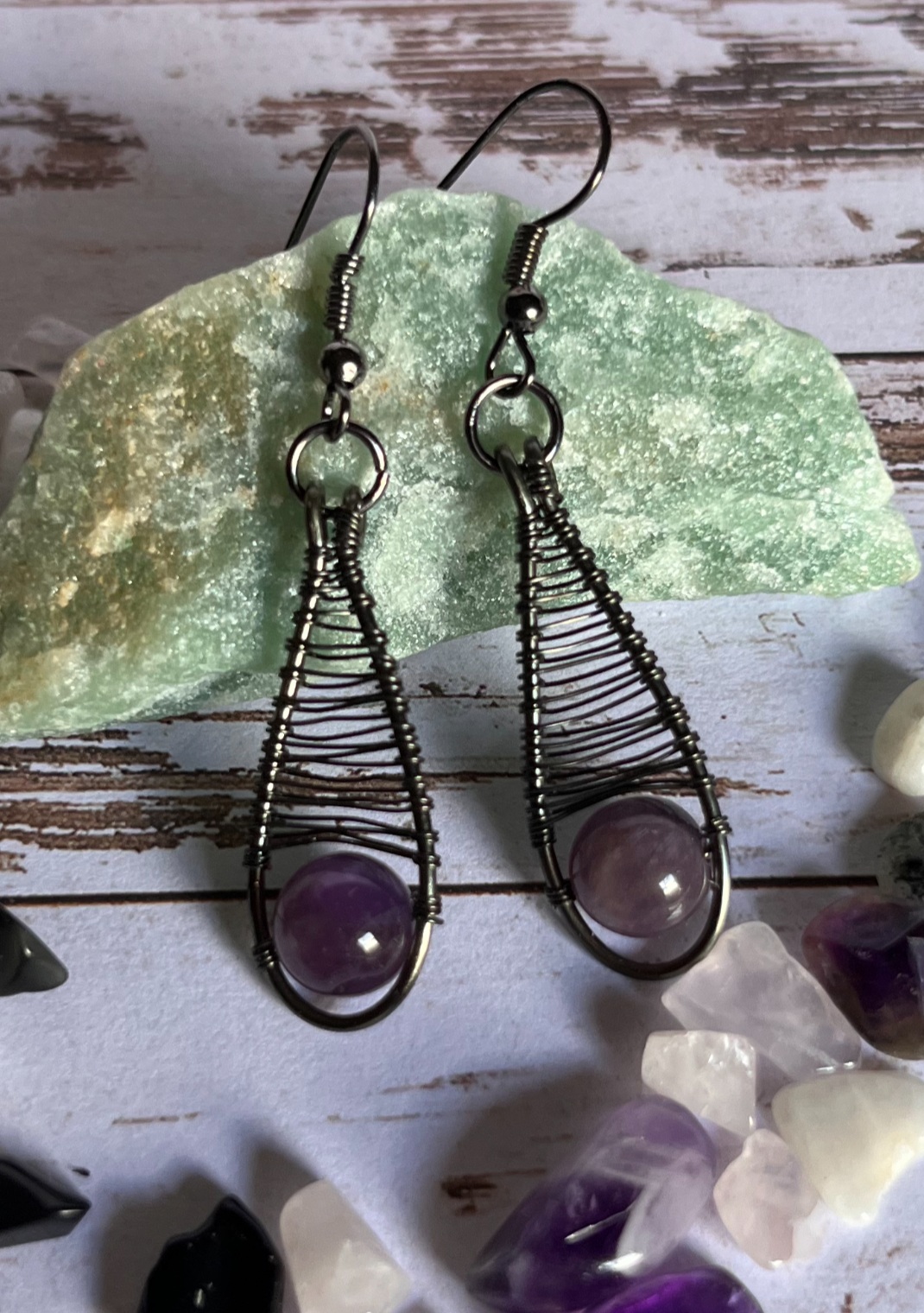 Earrings: Amethyst & Black