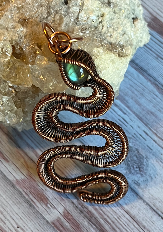 Pendant: Snake - Labradorite and Copper