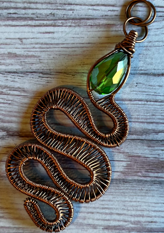 Pendant: Snake - Green Glass and Copper
